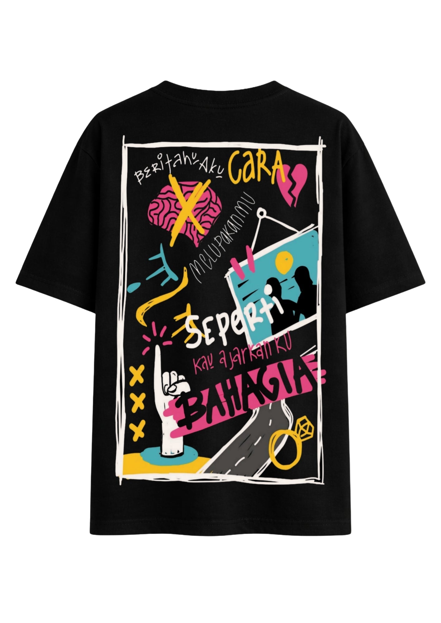 Black Oversized Exclusive Design Printed Tee