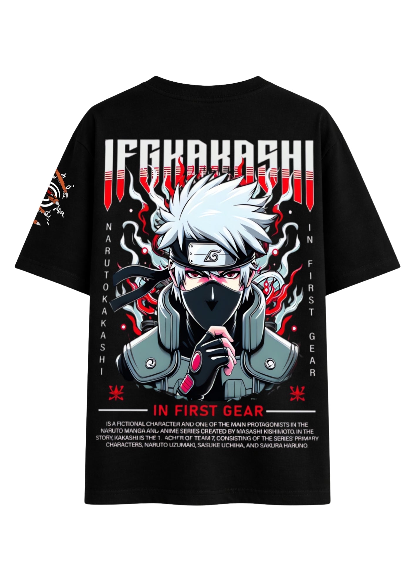 Anime Lovers Black Oversized Naruto Design Tee