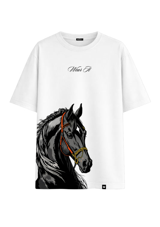 White Oversized Midnight Stallion Tee