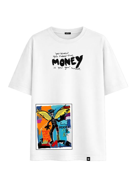 White Oversized Money & Heaven Design Tee