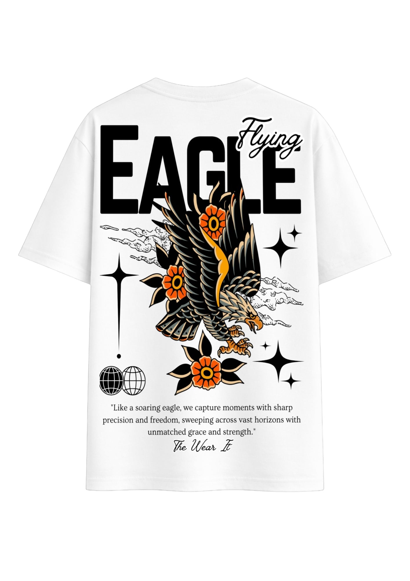 Premium White Eagle Design Oversized Tee