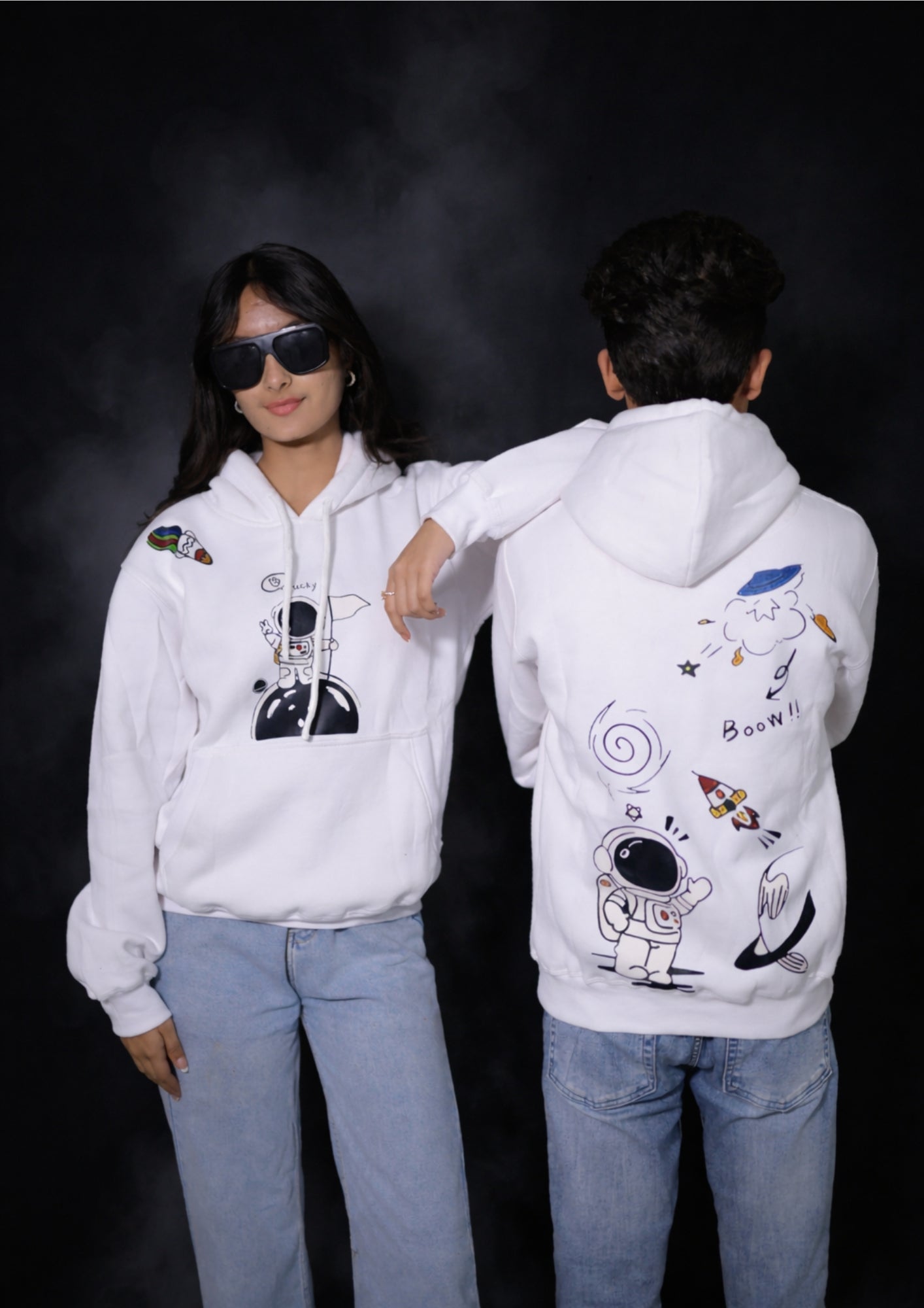 Classy White Space Astro Hoodie