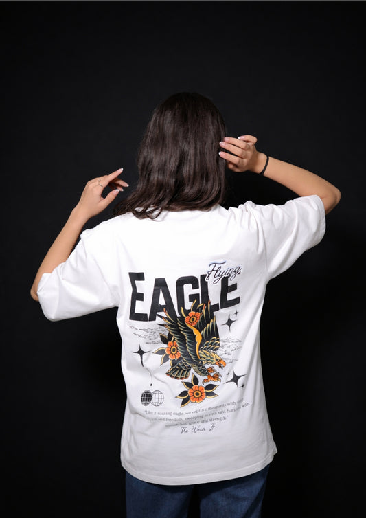 Premium White Eagle Design Oversized Tee