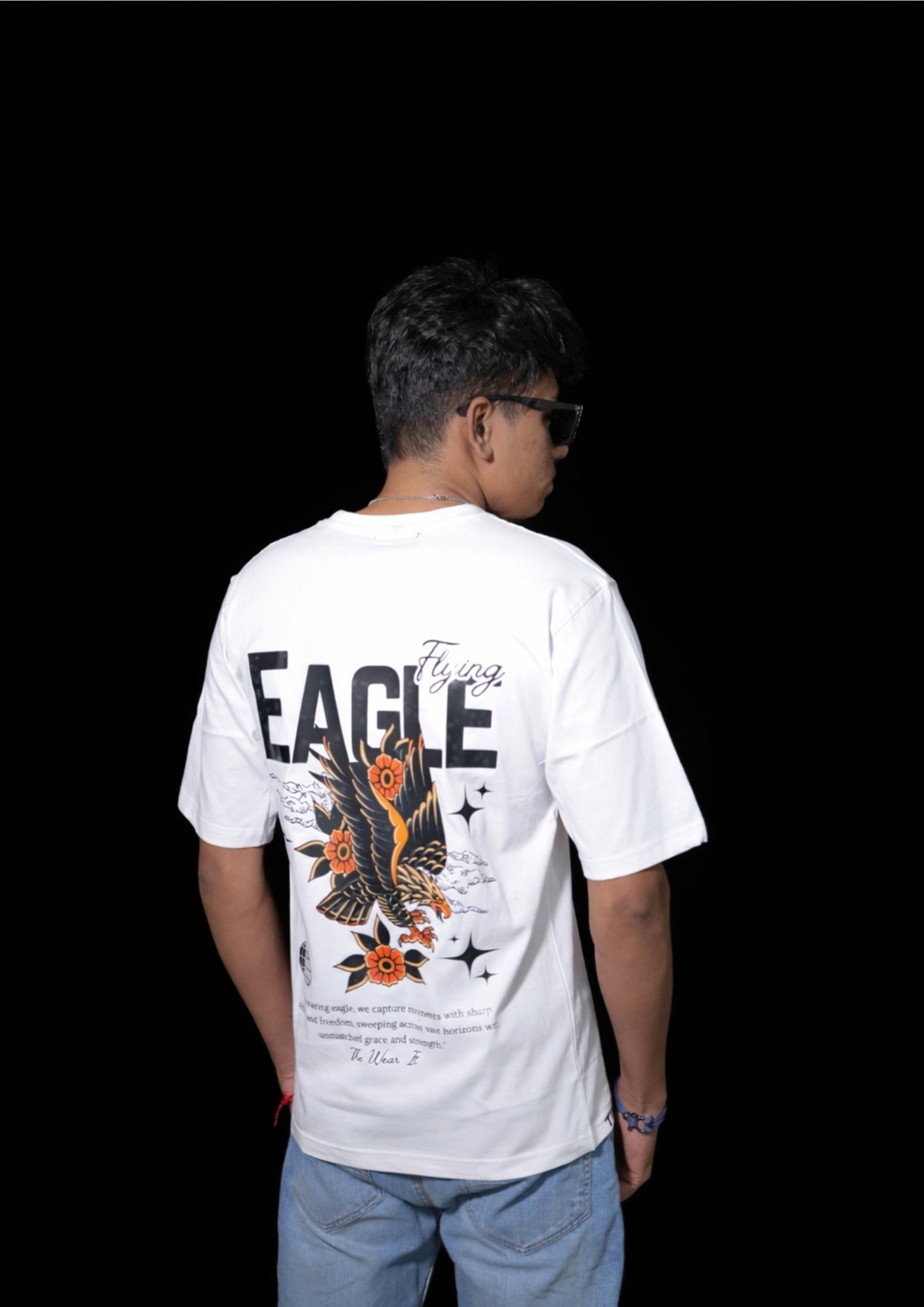 Premium White Eagle Design Oversized Tee