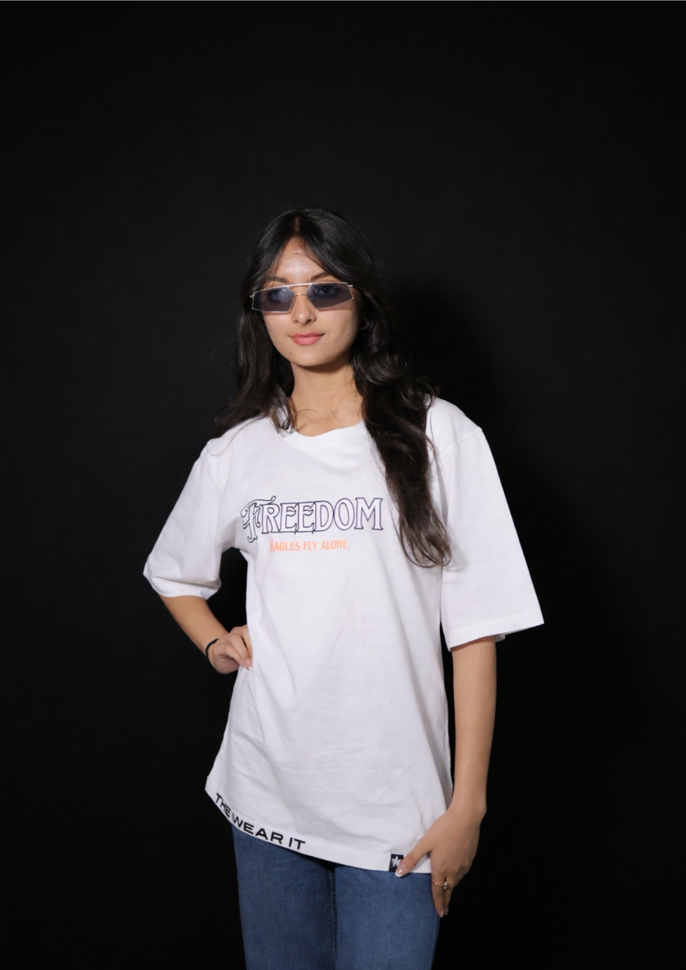 Premium White Eagle Design Oversized Tee