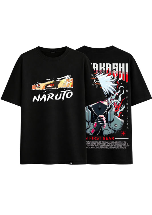 Anime Lovers Black Oversized Naruto Design Tee