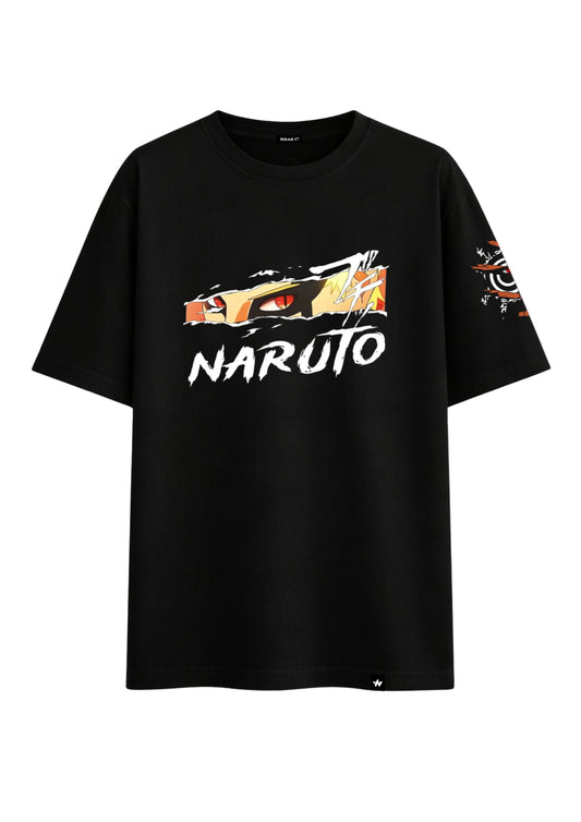 Anime Lovers Black Oversized Naruto Design Tee
