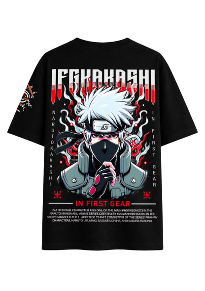 Anime Lovers Black Oversized Naruto Design Tee