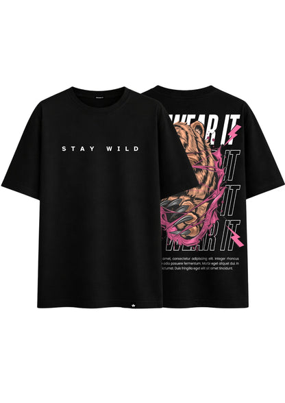 Wild Bear Black Oversized Tee