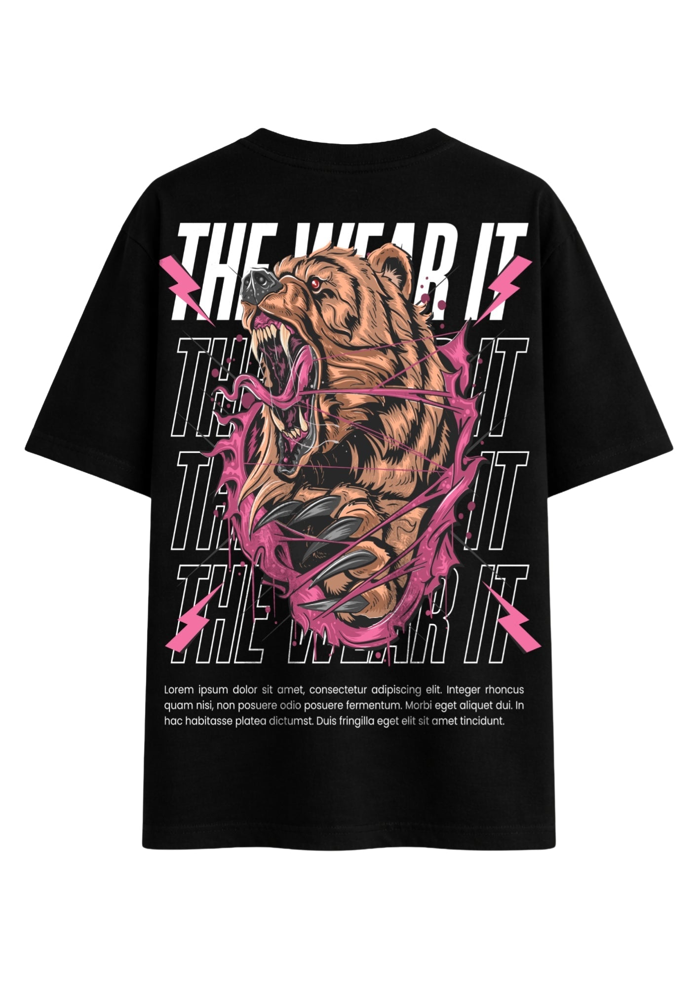 Wild Bear Black Oversized Tee