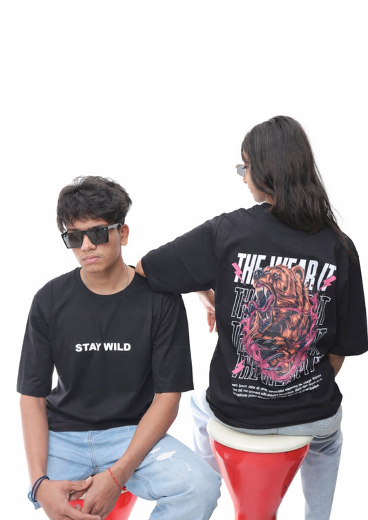 Wild Bear Black Oversized Tee