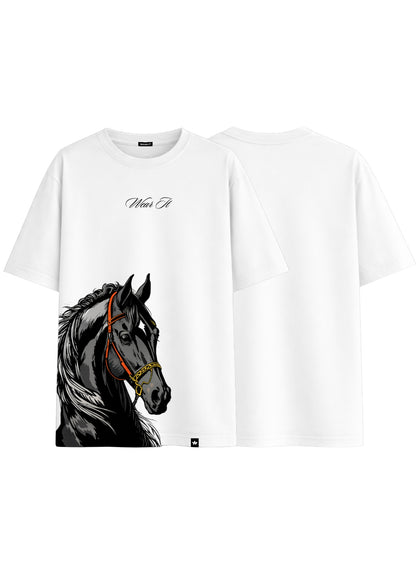White Oversized Midnight Stallion Tee