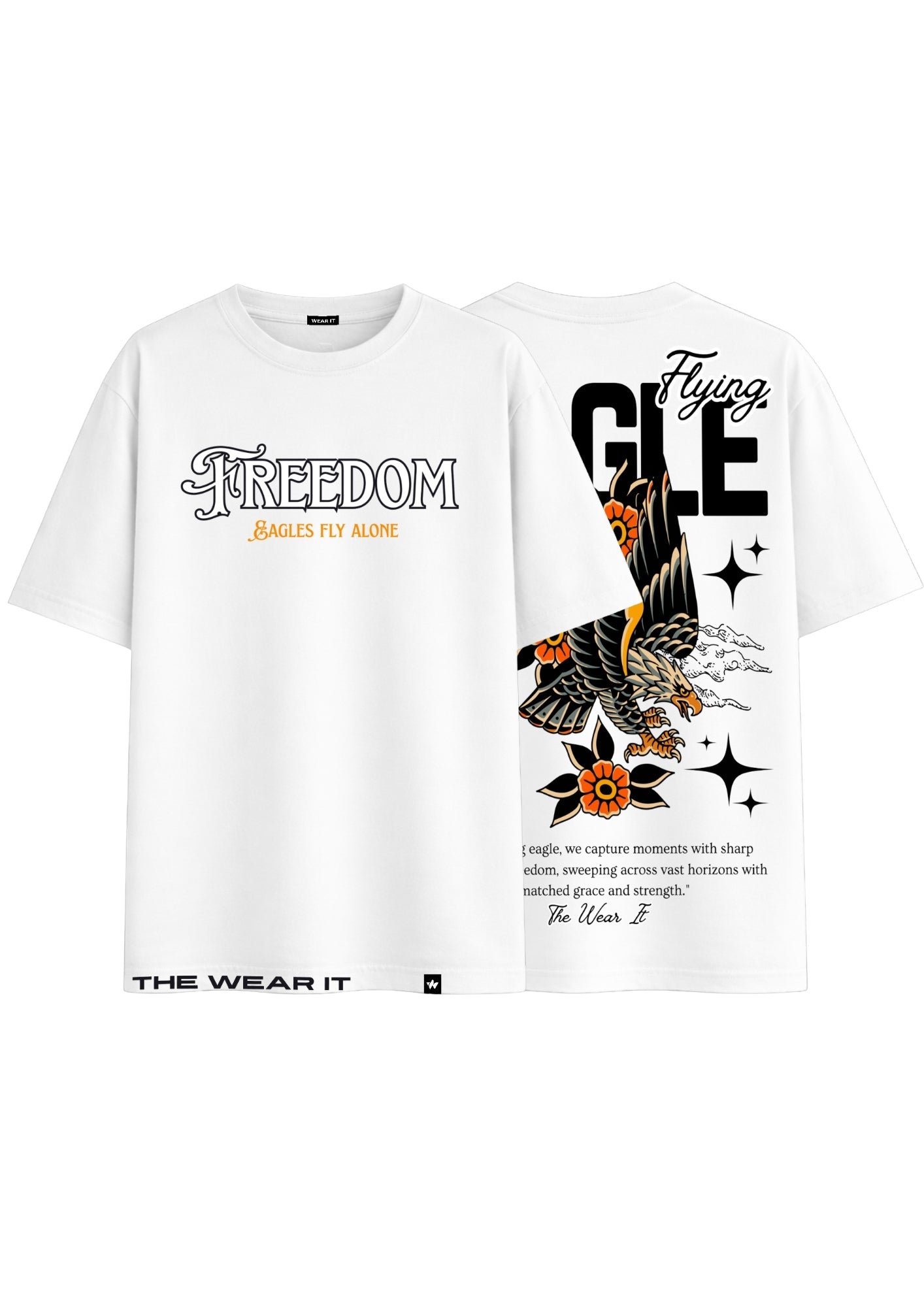 Premium White Eagle Design Oversized Tee