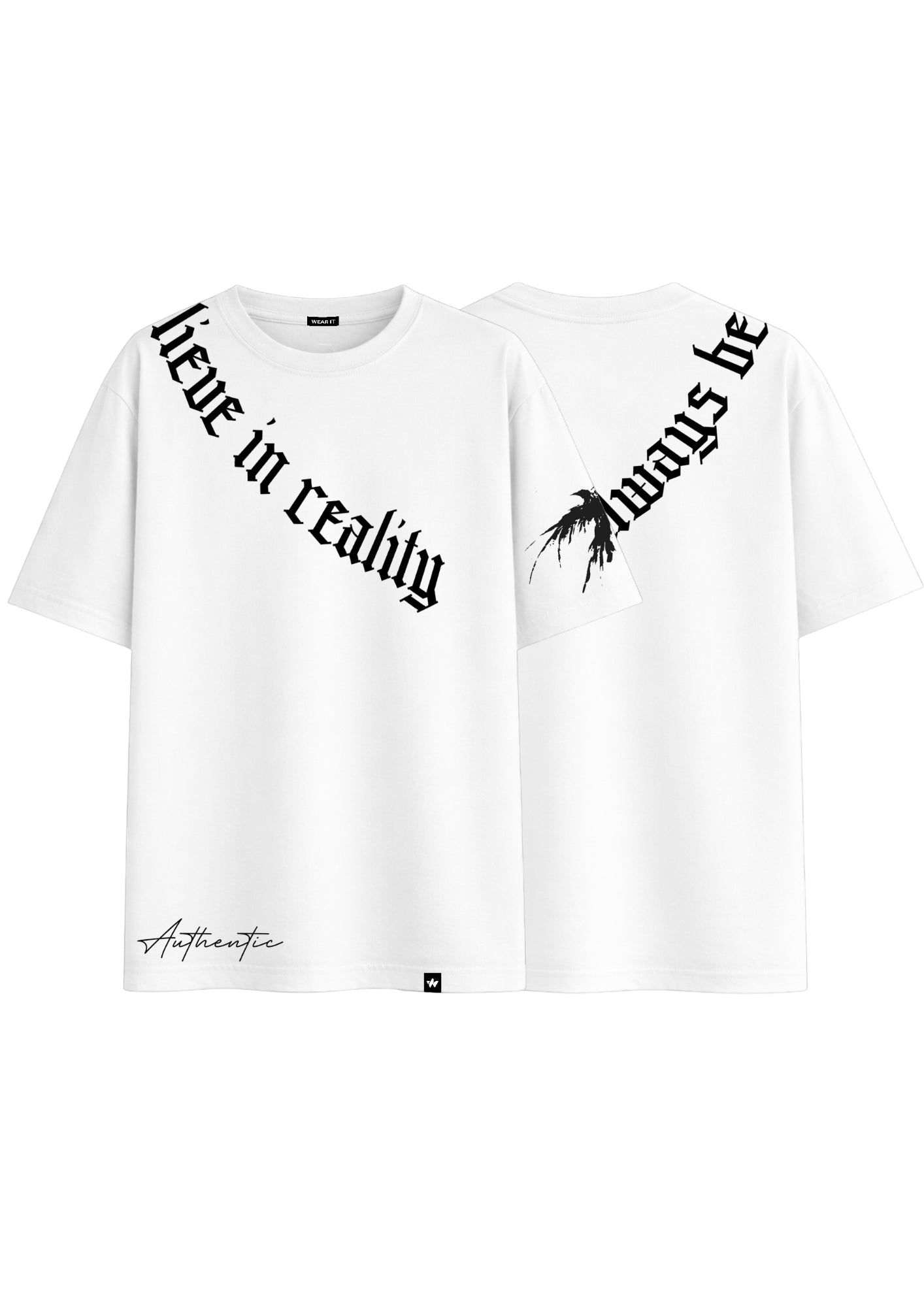 White Oversized Reality Check Tee