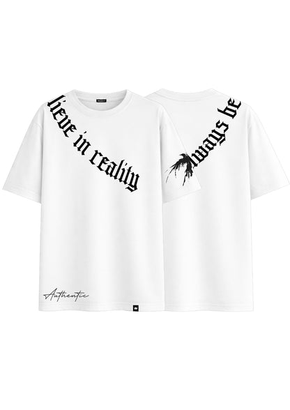 White Oversized Reality Check Tee