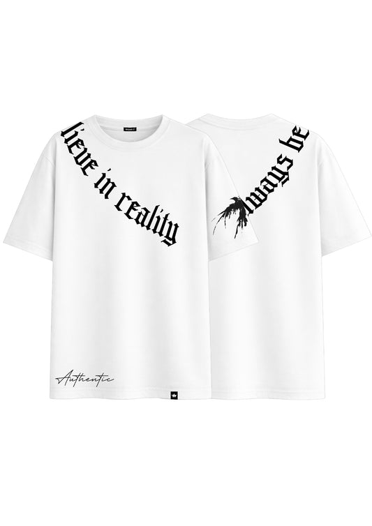 White Oversized Reality Check Tee