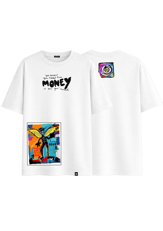 White Oversized Money & Heaven Design Tee
