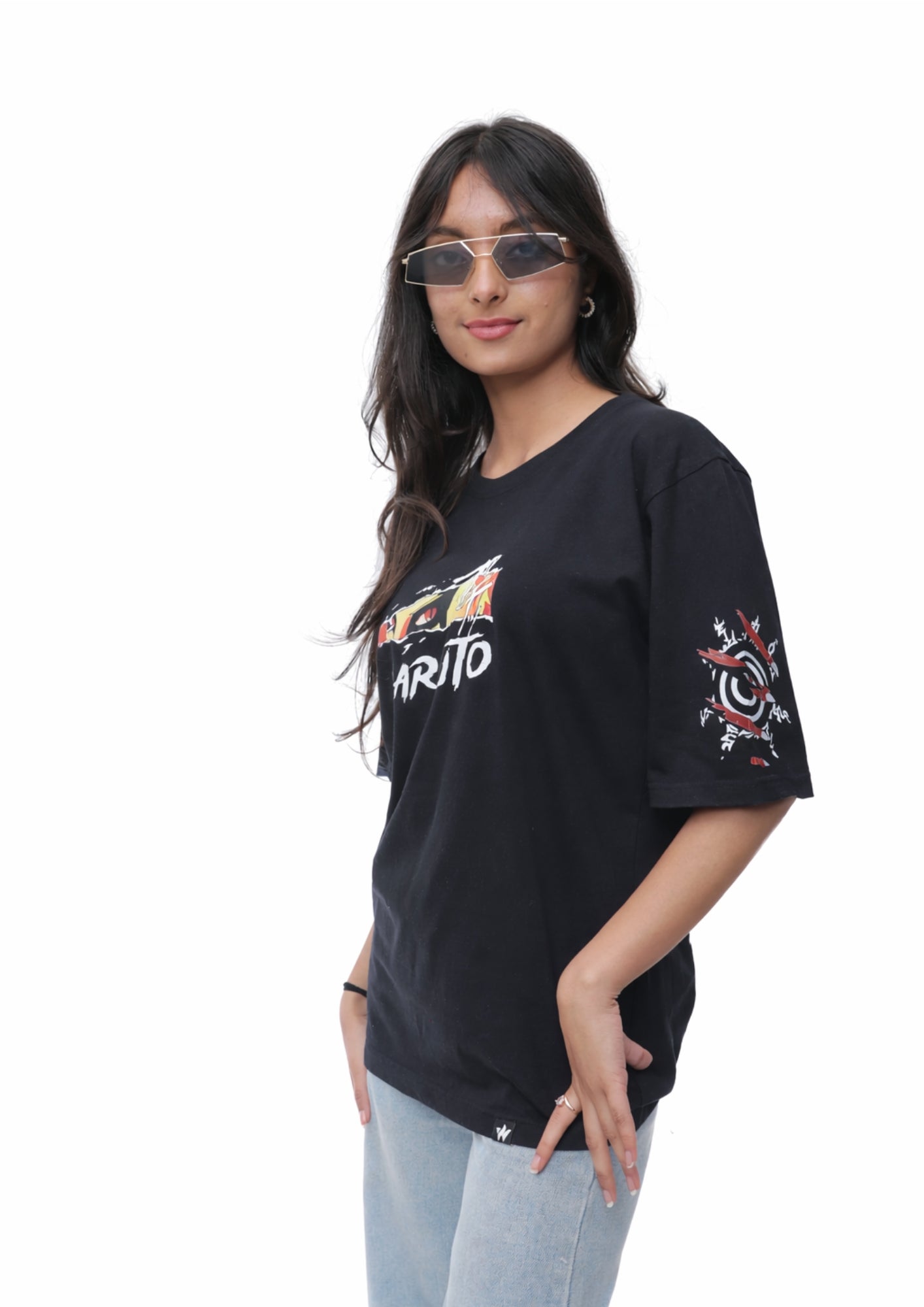 Anime Lovers Black Oversized Naruto Design Tee