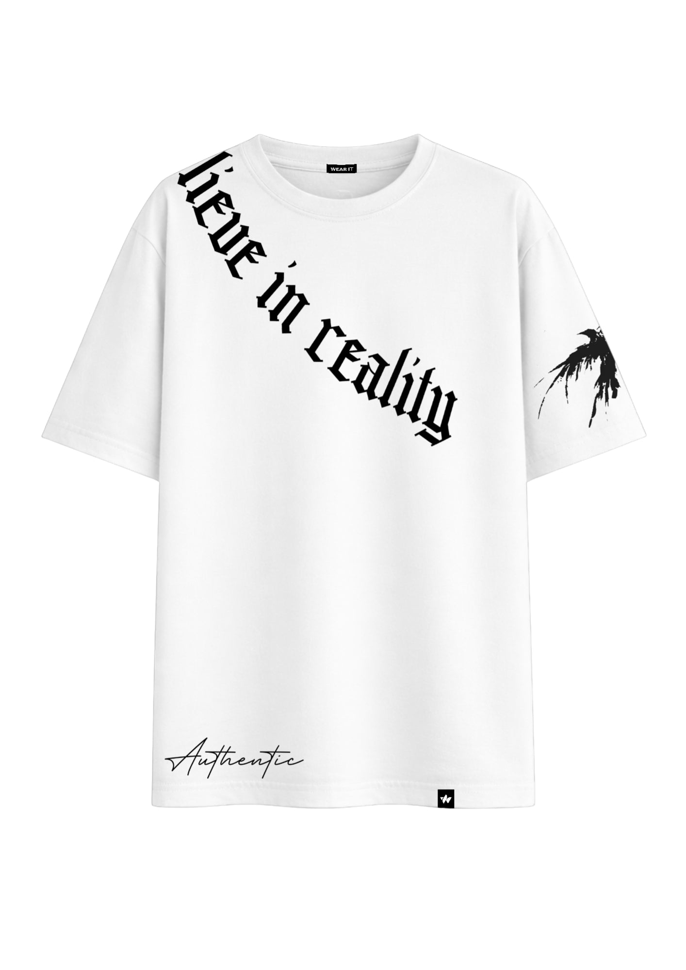 White Oversized Reality Check Tee