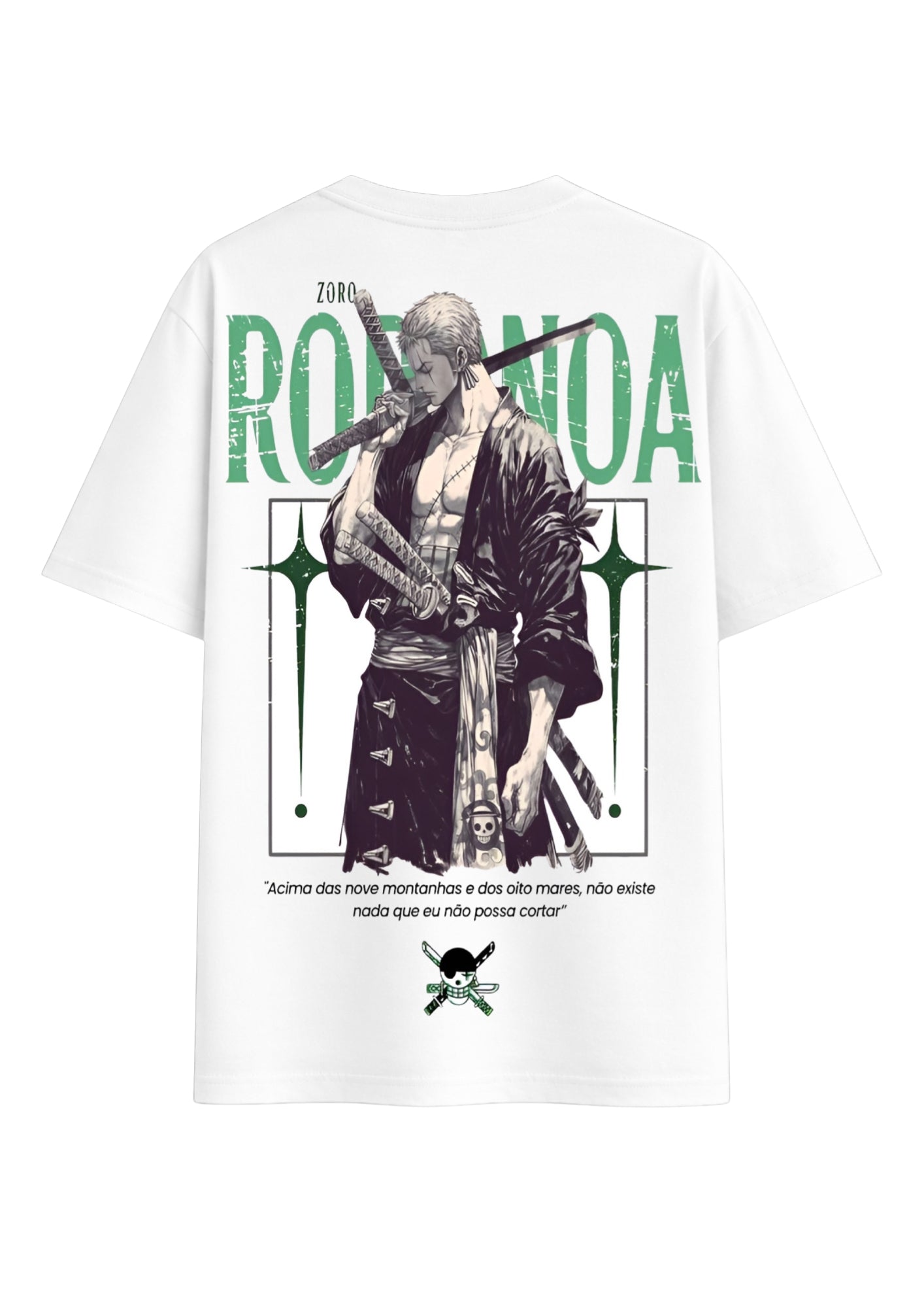 White Oversized Roronoa Zoro Design Printed Tee