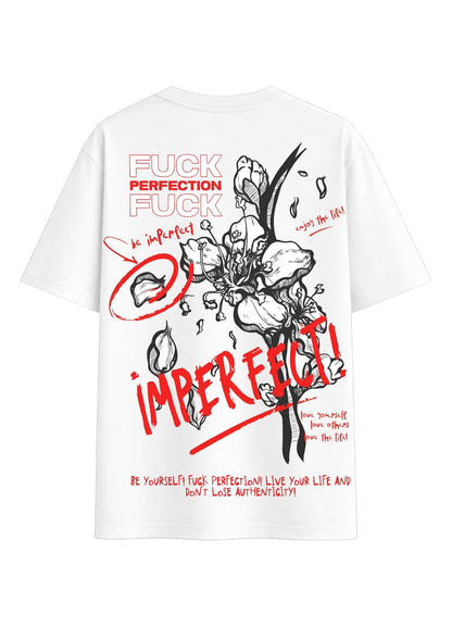 White Oversized Imperfect Design Printed Tee