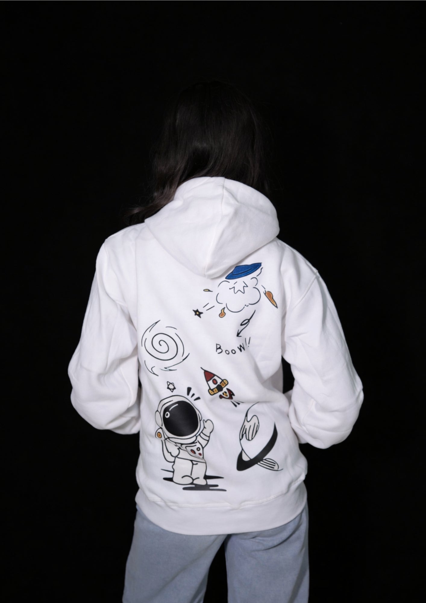 Classy White Space Astro Hoodie