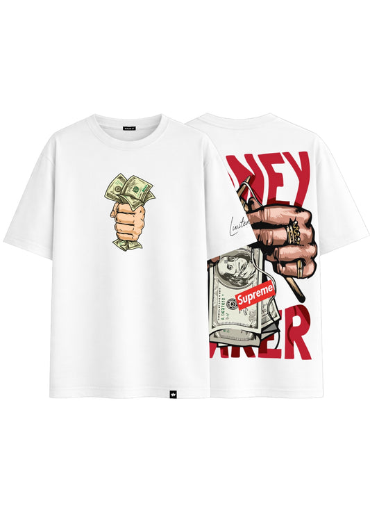 White Oversized Money Maker Edition Tee