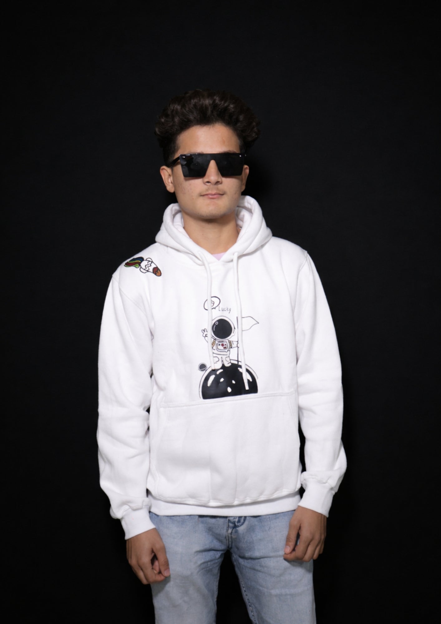 Classy White Space Astro Hoodie