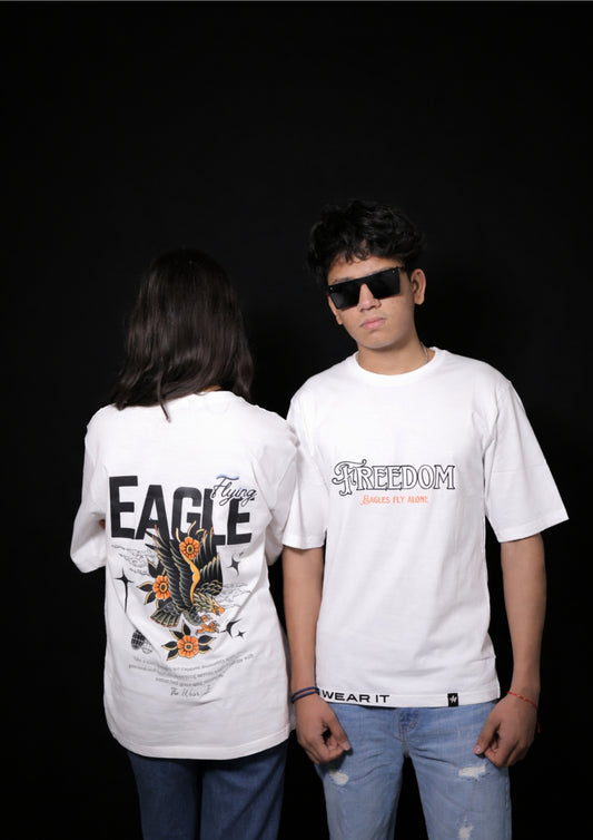 Premium White Eagle Design Oversized Tee